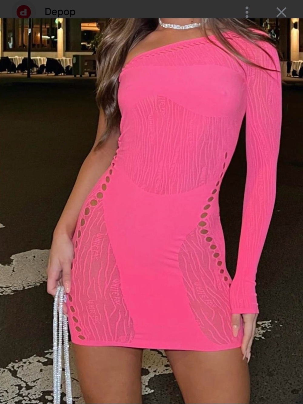 White Fox Boutique Hot Pink One-Shoulder Cutout Bodycon Dress